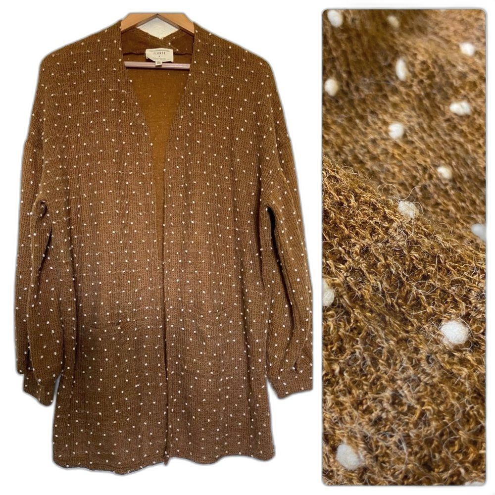 Flower & Feather Swiss Dot Open Cardigan